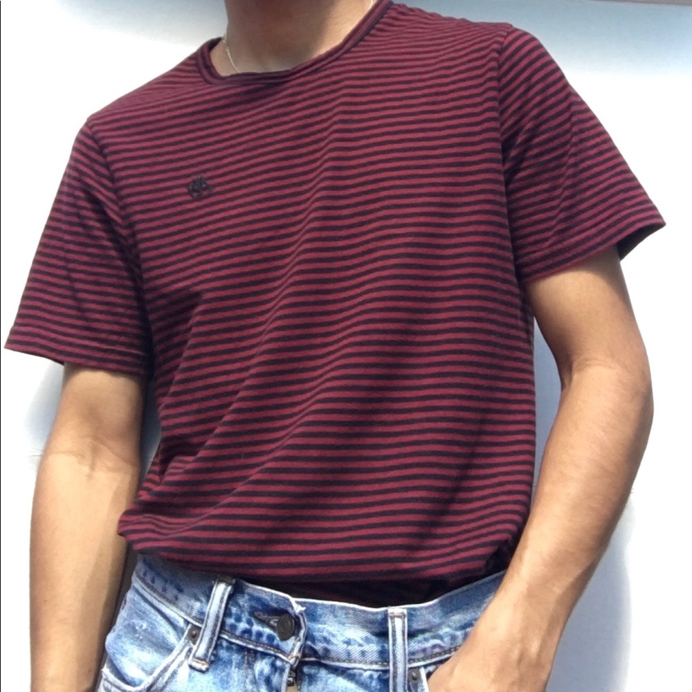 Aeropostale A87 red and black striped tee men M - Picture 6 of 7